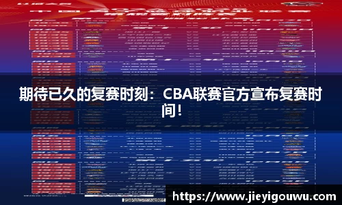 期待已久的复赛时刻：CBA联赛官方宣布复赛时间！