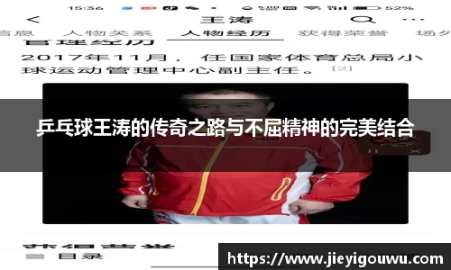 乒乓球王涛的传奇之路与不屈精神的完美结合